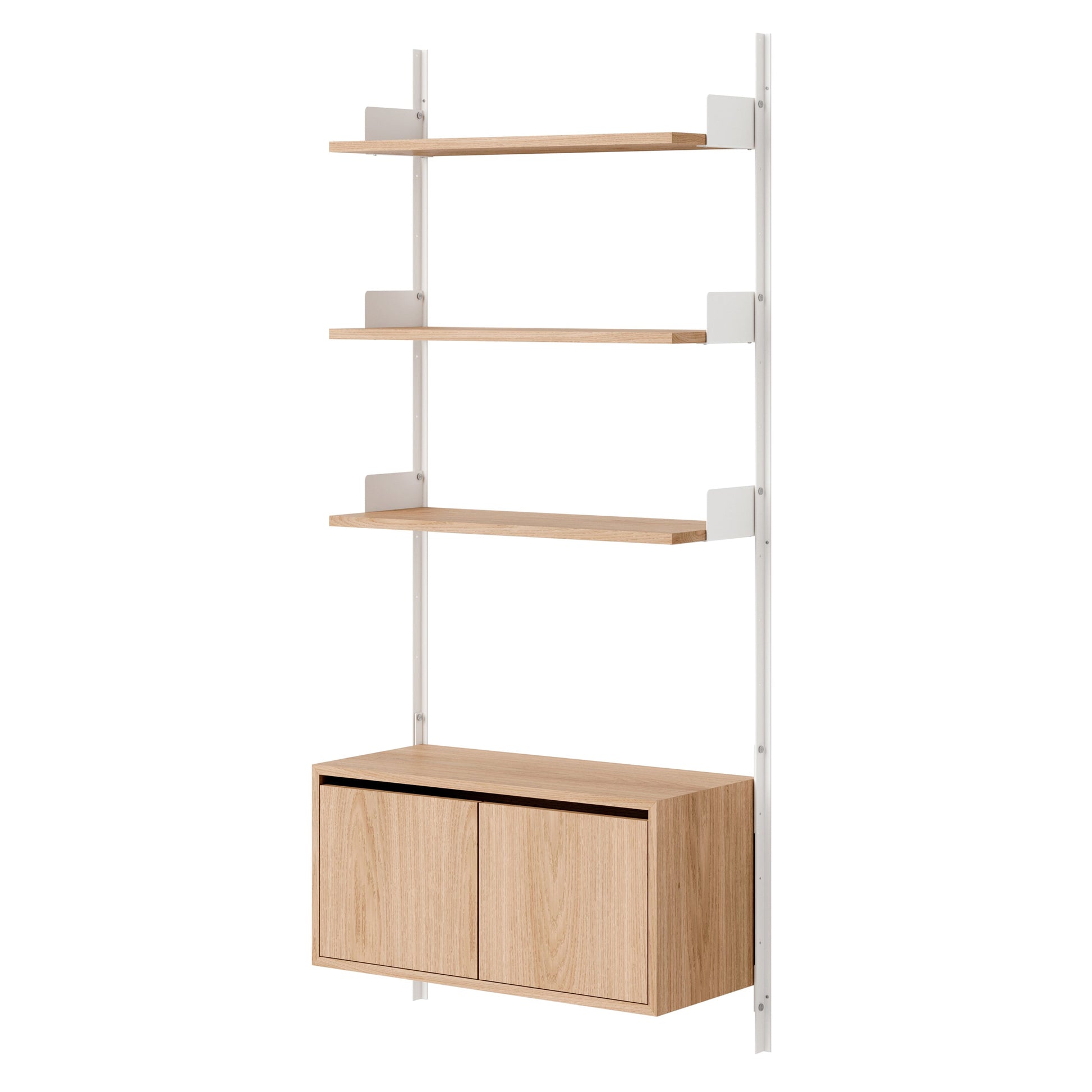 New Works Wall Shelf 1900 Cabinet Low w. Doors - Oak / White